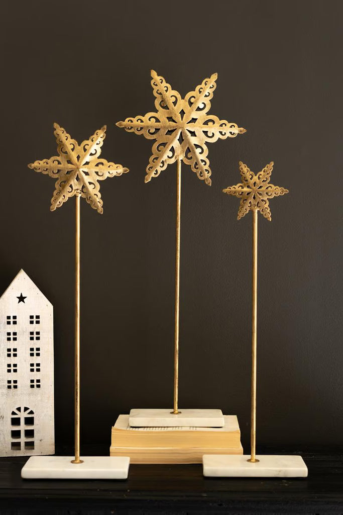 SET OF THREE METAL STARS ON MARBLE BASES (MIN 2) — Kalalou NNV1232K