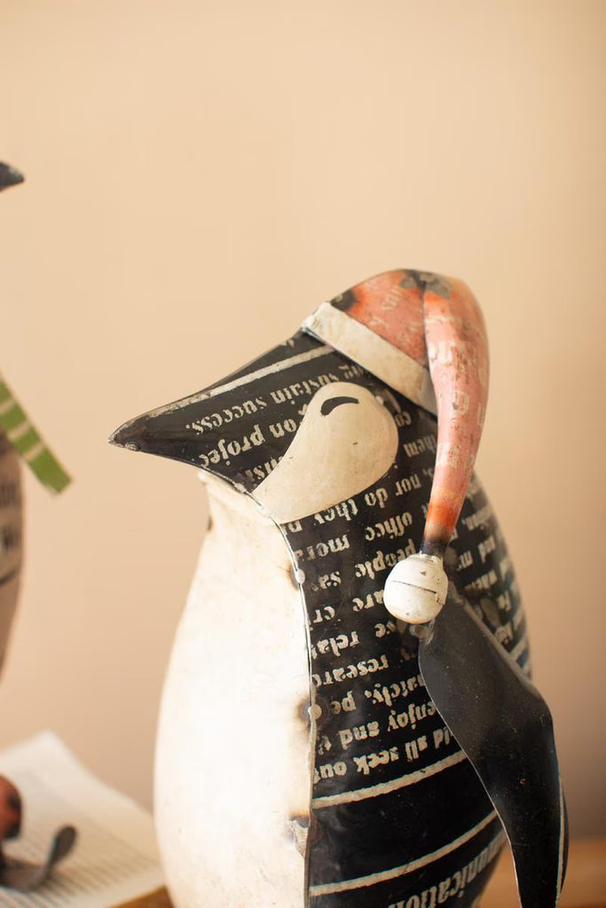 Set of 2 Recycled Metal Skating Christmas Penquins – image 4
