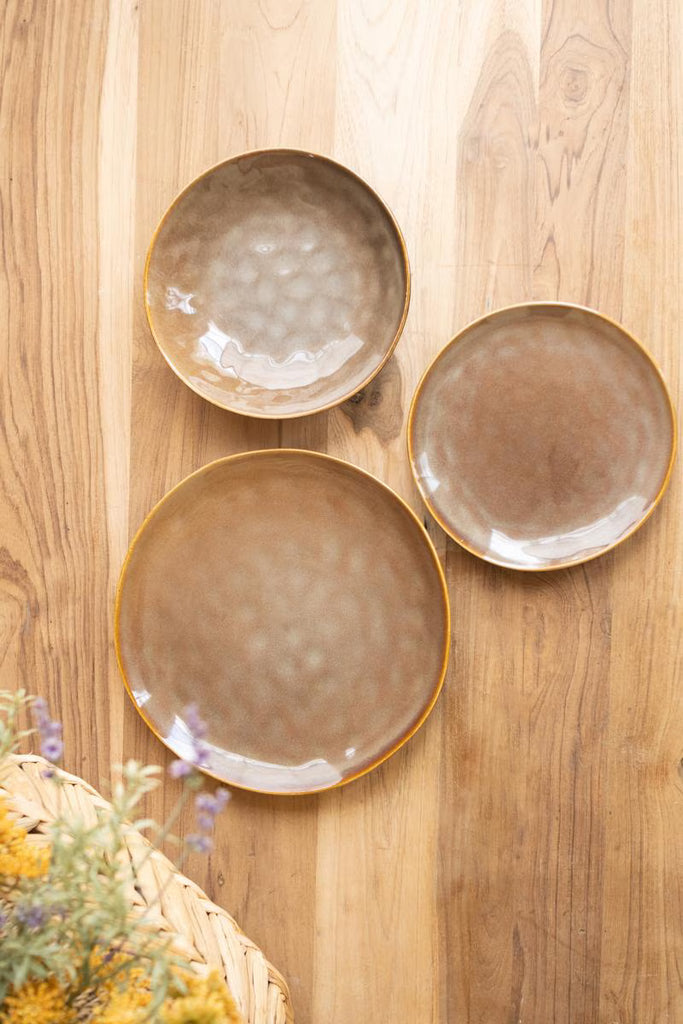 Set of 6 Set 3 Antique Brown Ceramic Dinner Salad and Bowl – image 5