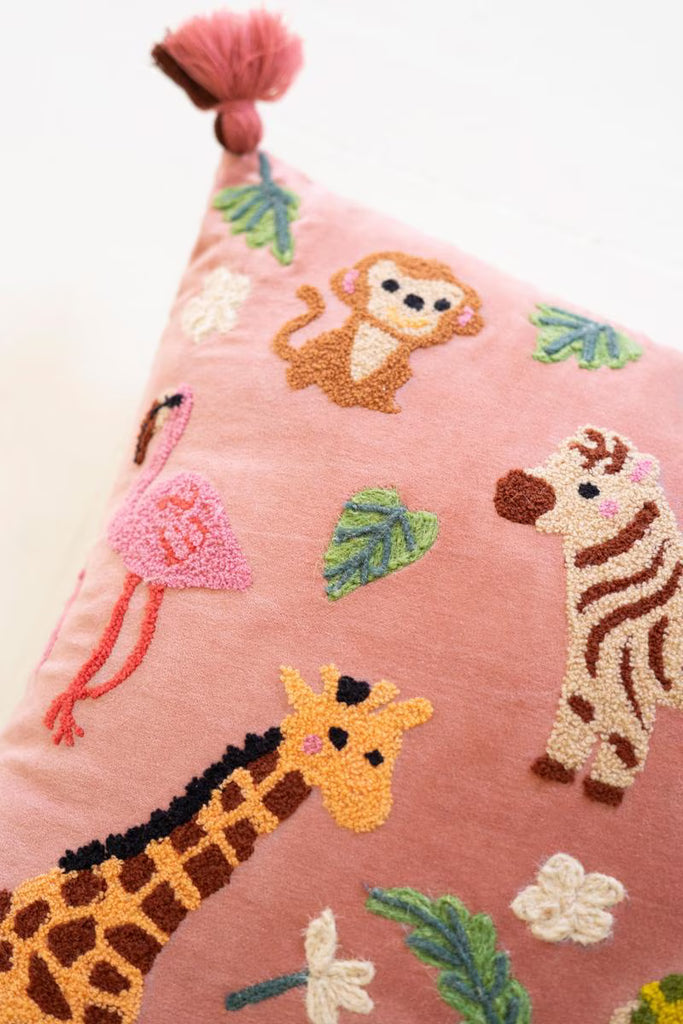 Velvet Embroidery Pillow - Animals - view 3