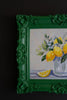 DARK GREEN FRAMED ACRYLIC PAINTING-LEMONS — Kalalou CAR1772