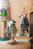 Set of 2 Recycled Metal Skating Christmas Penquins – image 1