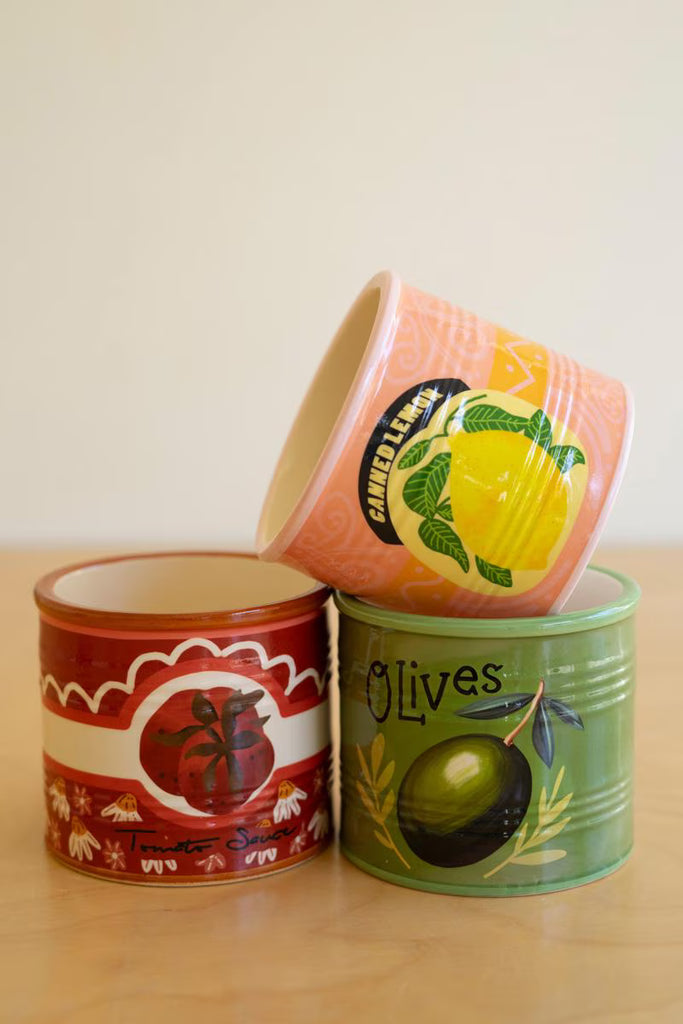 Set of 3 Ceramic Canned Goods Planters - image 3