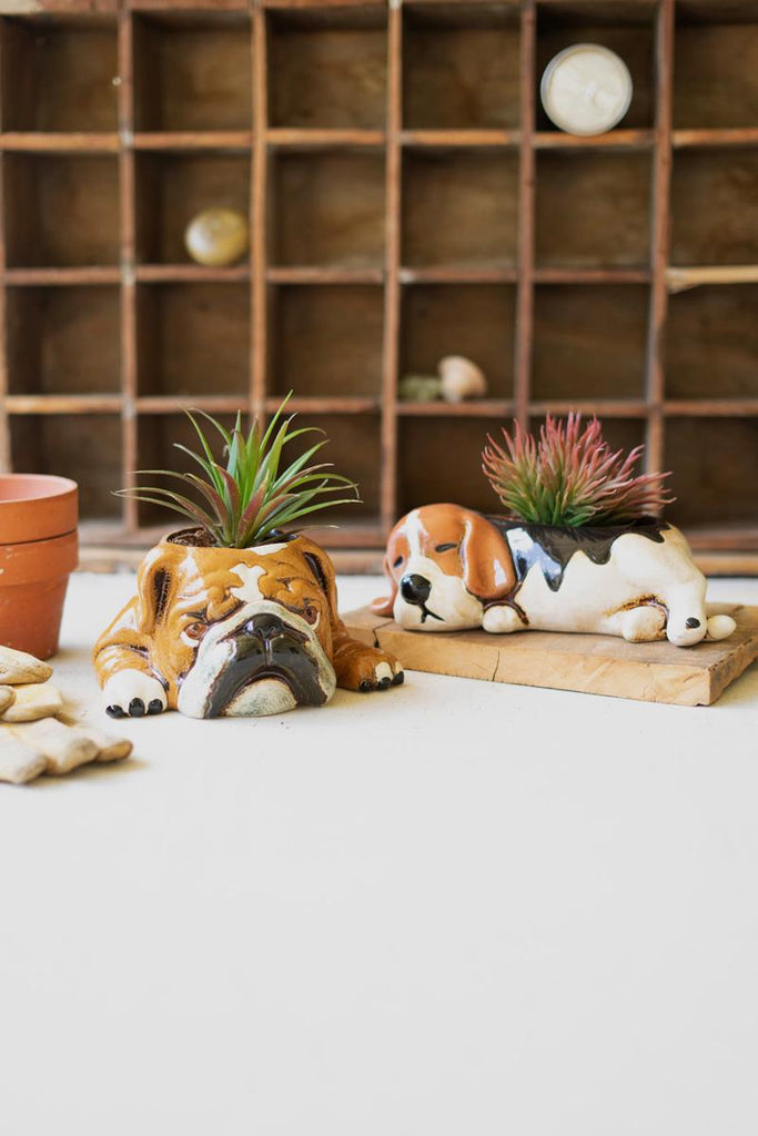 CERAMIC BEAGLE PLANTER (MIN 2) — Kalalou CDV2140K