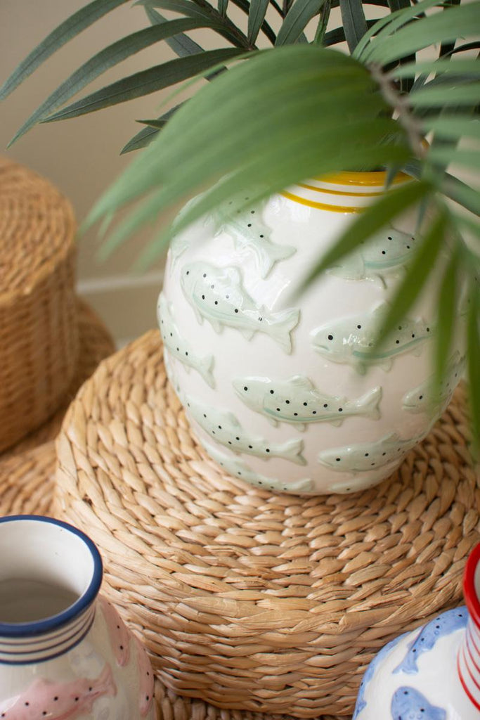 Set of 3 Ceramic Vases with Fish - One Each – image 2