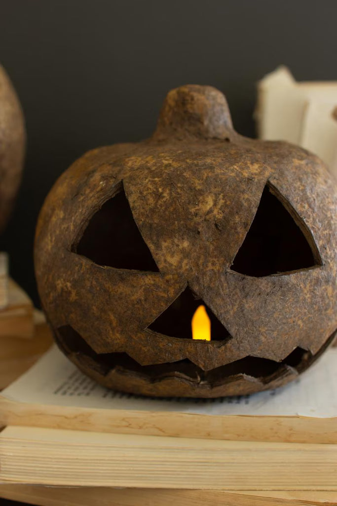 Set of 2 Paper Mache Jack-o-lanterns - image 3