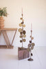 SET OF TWO ANTIQUE BRASS CANDLE HOLDERS WITH ROUND DISCS DETAIL — Kalalou CLL2852