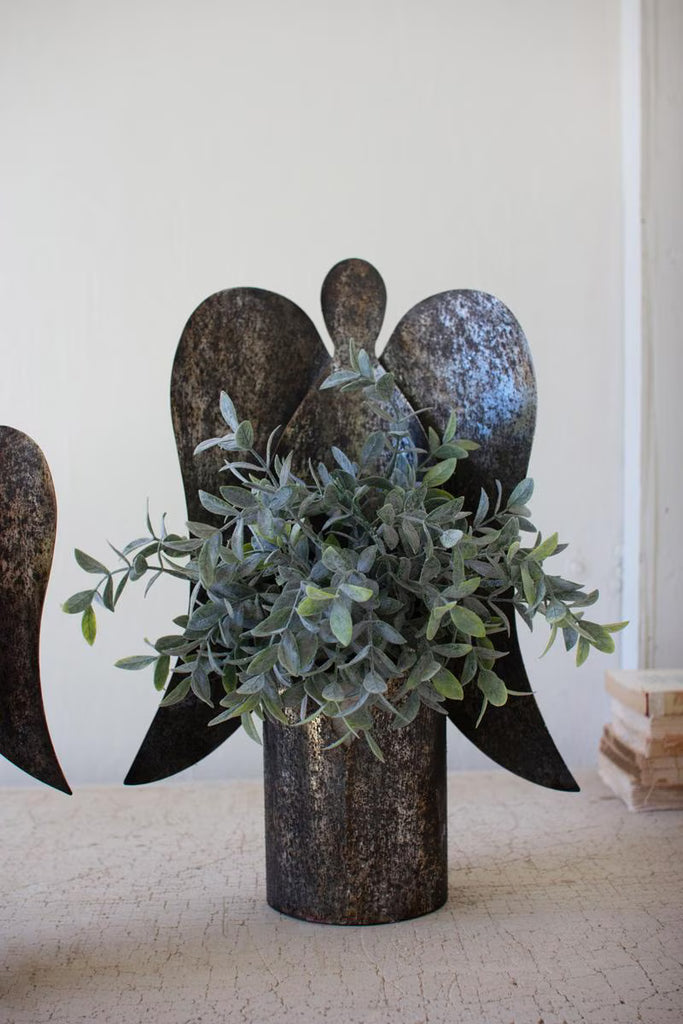 Set of 2 Rustic Metal Angel Candle Holders - image 2