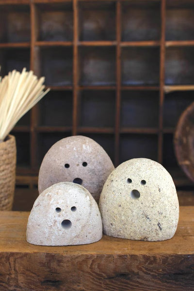 Set of 3 Tabletop River Rock Ghosts – image 1