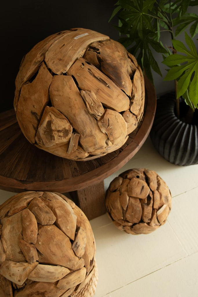 Set of 3 Recycled Teakwood Spheres – image 3