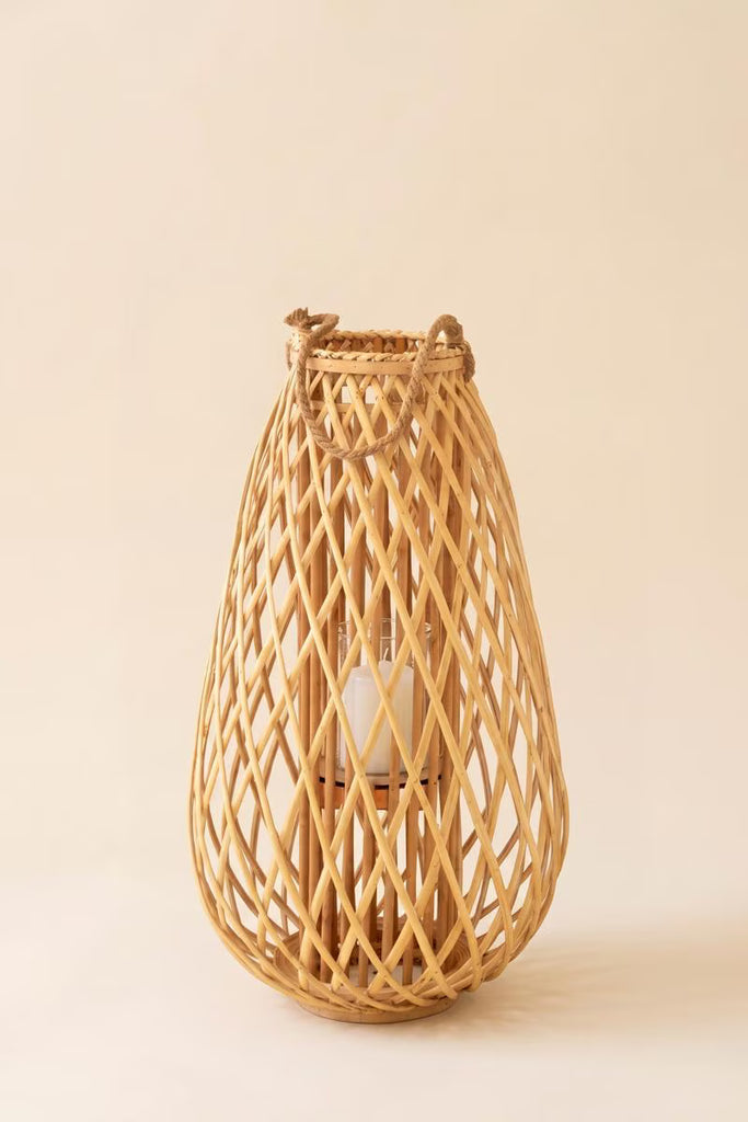 Tall Teardrip Willow Lantern with Glass Insert - Natural 31.5"t – image 4