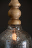 Clear Pebbled Glass Pendant Light with Wooden Finial – image 3