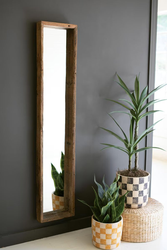 RECYCLED WOOD SHADOW BOX FRAMED MIRROR — Kalalou NMCC1353