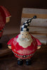 Set of 2 Painted Metal Santas with Checkered Detail – image 3