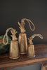 Set of 3 Antique Gold Metal Christmas Bells with Deer Finials – image 1