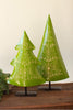 Set of 2 Recycled Painted Metal Folk Christmas Trees – image 2