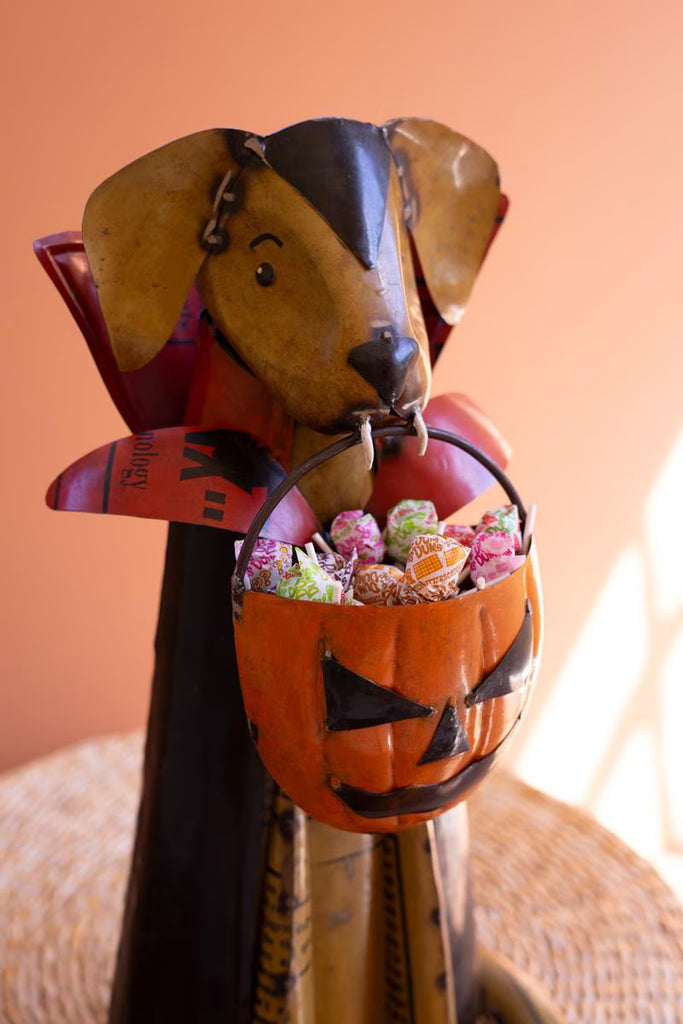 Set of 2 Recycled Metal Halloween Cat and Dog – image 4