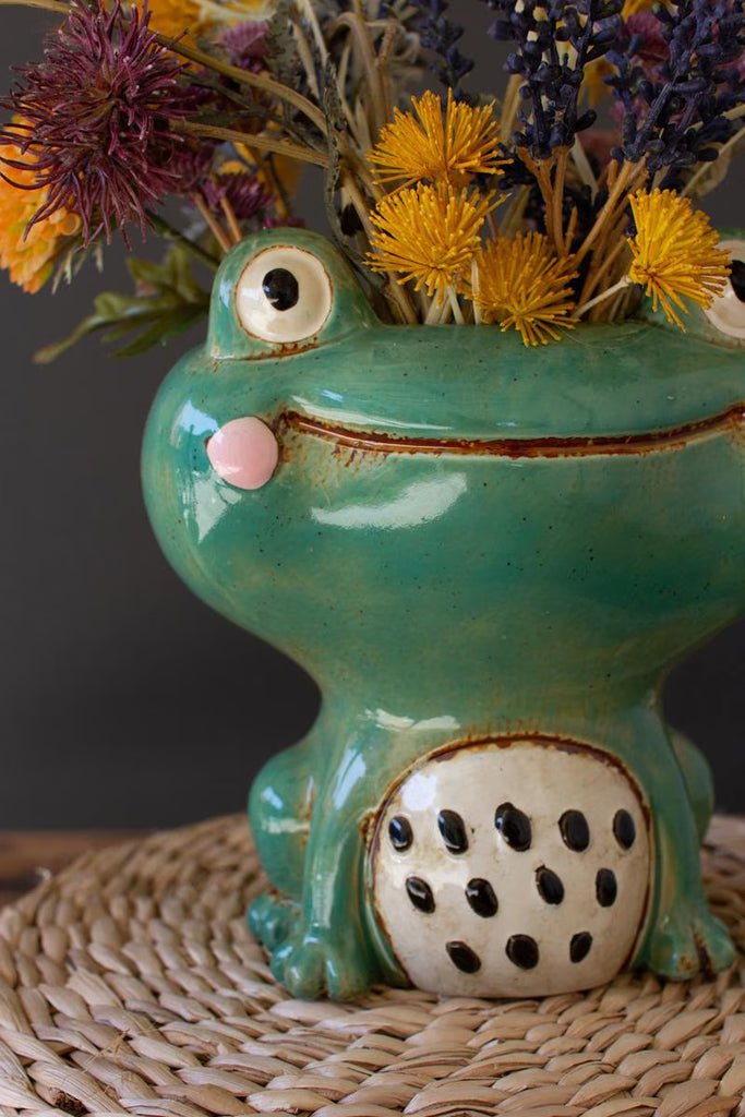 Set of 2 Ceramic Frog Planter (min 2) – image 3