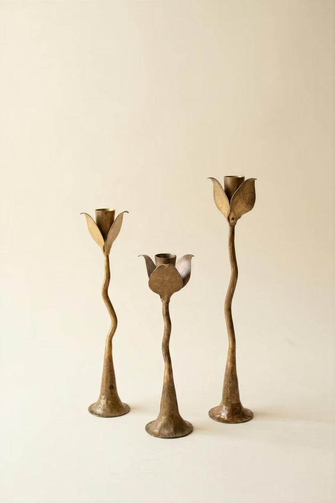 Set of 3 Taper Candle Holders - Tulips - view 3