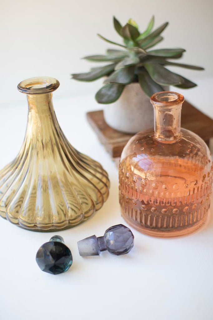 Set of 2 Glass Decanters - One Each Design - view 2