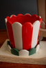 Set of 2 Striped Ceramic Flower Pots with Trays – image 4