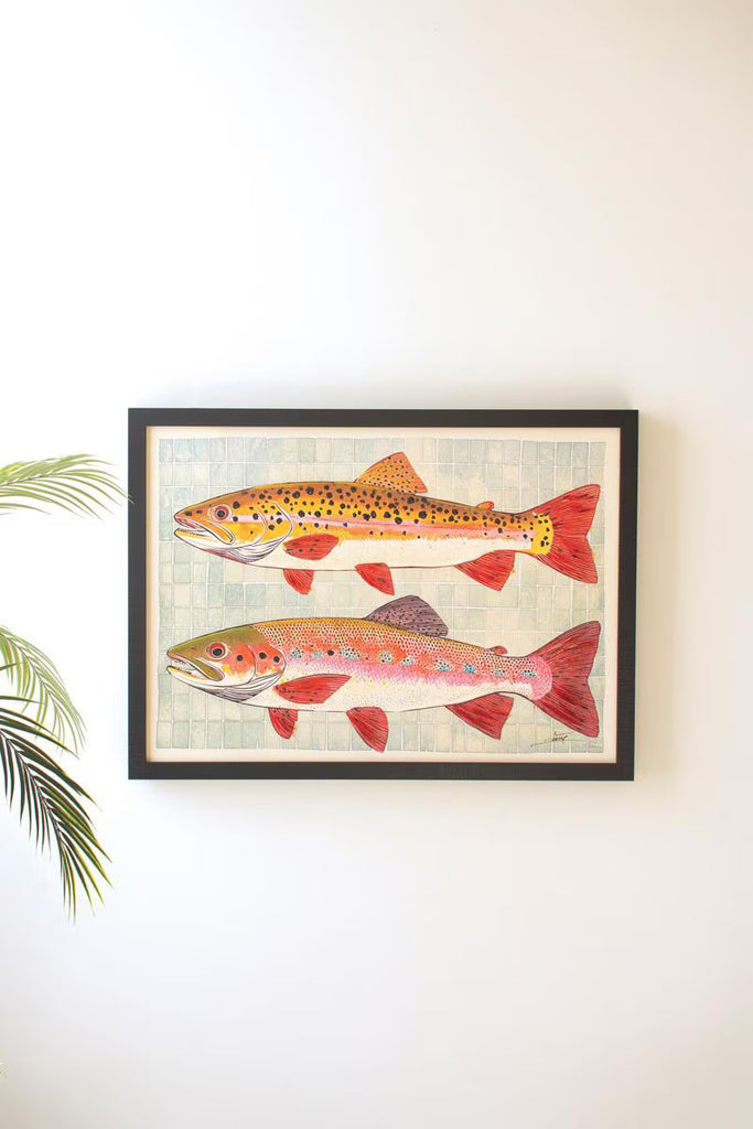 Framed Two Fish Painting – image 1