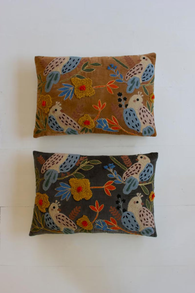 Set of 2 Embroidery Pillows with Birds - One Each Color – image 6