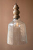 Clear Pebbled Glass Pendant Light with Wooden Finial – image 2