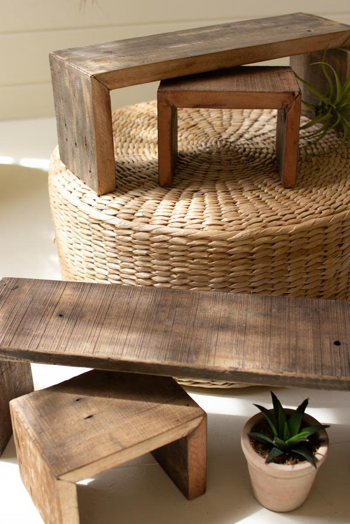 SET OF FOUR RECYCLED WOOD NESTING RECTANGLE RISERS — Kalalou NMCC1336
