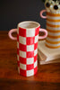 Set of 3 Paterend Ceramic Cylinder Vases with Handles – image 3