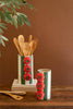 Set of 2 Ceramic Green Striped Vases with Tomatoes – image 1