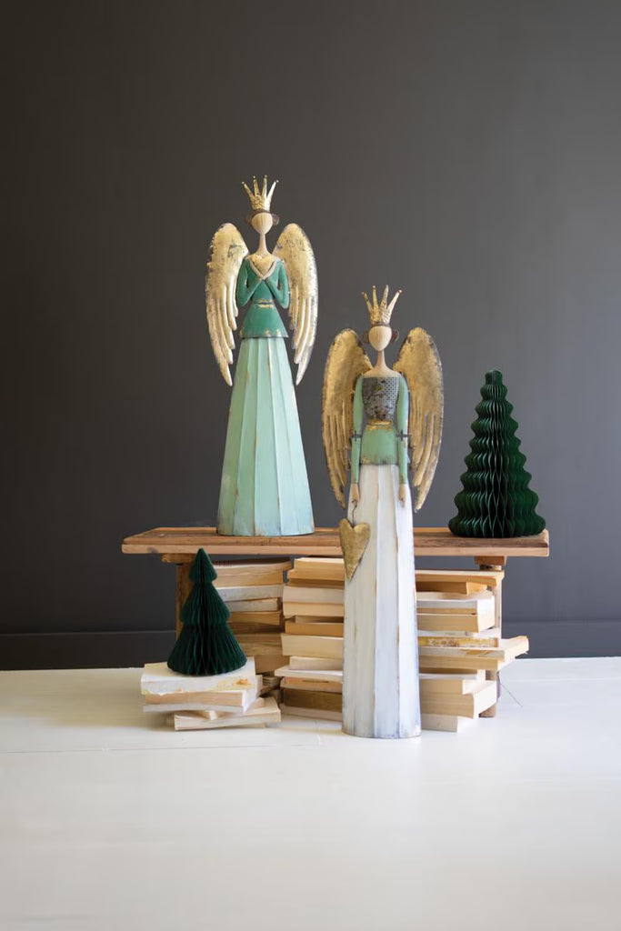 Set of 2 Painted Metal Christmas Angels – image 4