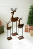 Set of 3 Carved Wood and Iron Reindeer on Bases – image 1