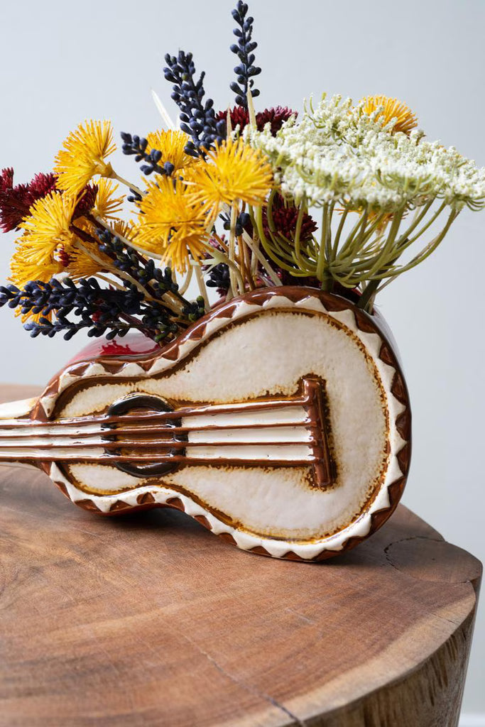 CERAMIC GUITAR PLANTER (MIN 2) — Kalalou CDV2299K