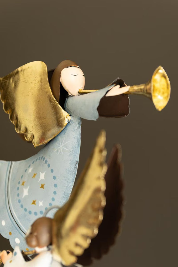 Set of 2 Painted Metal Christmas Angels on Stands – image 7
