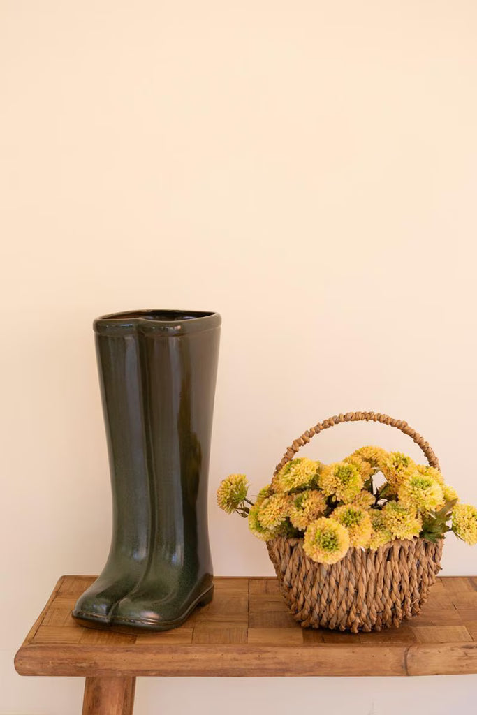 Large Ceramic Green Boot Vase – image 4