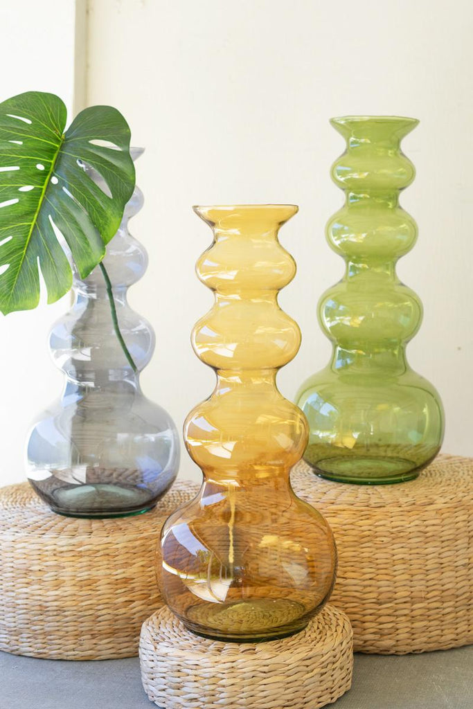Large Glass Bubble Vase - Blue
