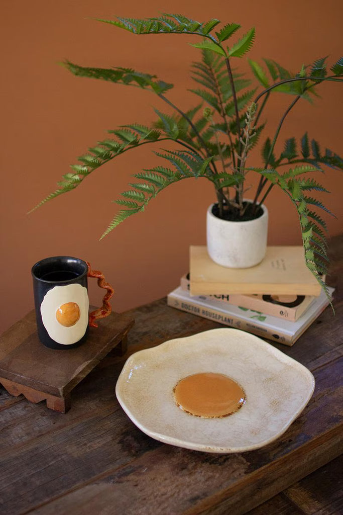 CERAMIC FRIED EGG PLATTER (MIN 4) — Kalalou CDV2286K