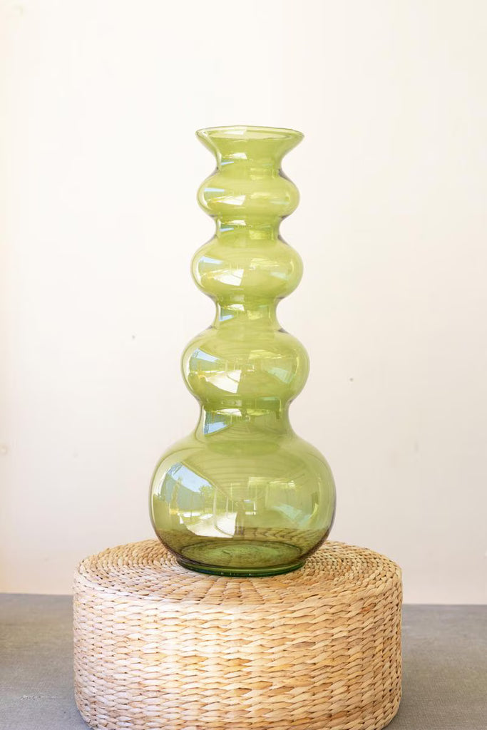 LARGE GLASS BUBBLE VASE - GREEN — Kalalou CV2317