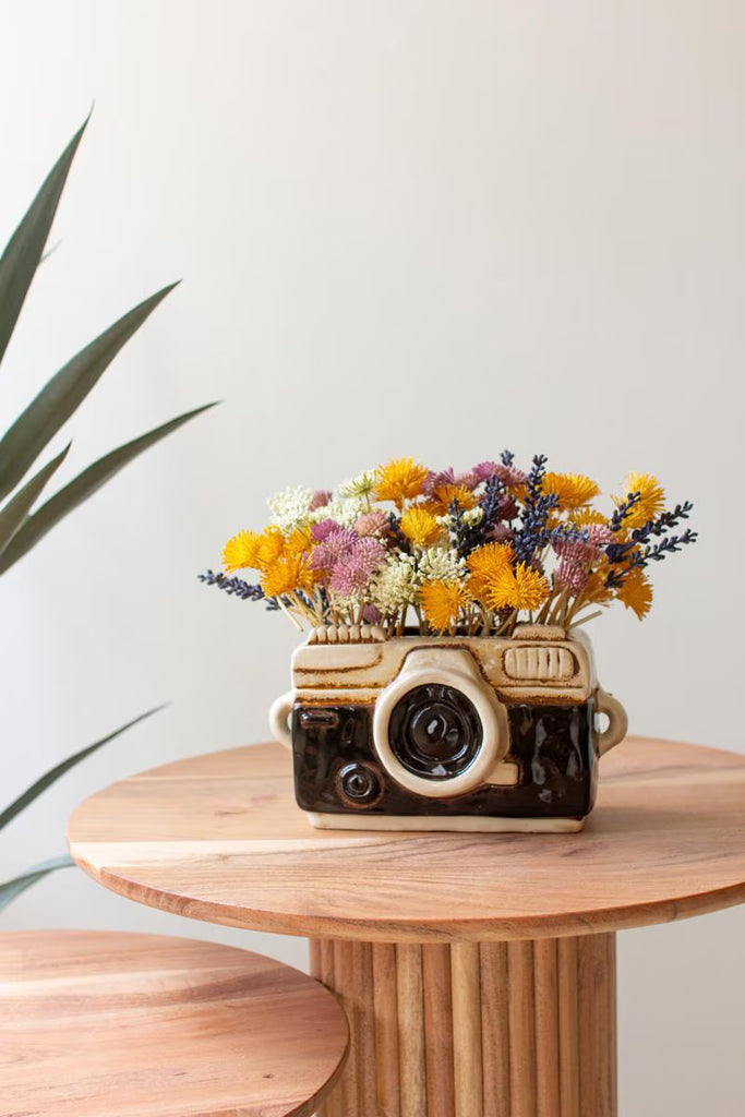 CERAMIC CAMERA PLANTER (MIN 2) — Kalalou CDV2297K