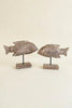 Set of 2 Carved Recycled Wooden Fish on Stands – image 3