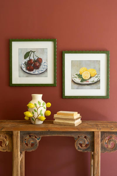 Set of 2 Framed Fruit Prints Under Glass – image 1