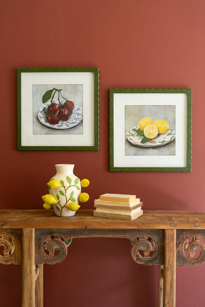 Set of 2 Framed Fruit Prints Under Glass – image 1
