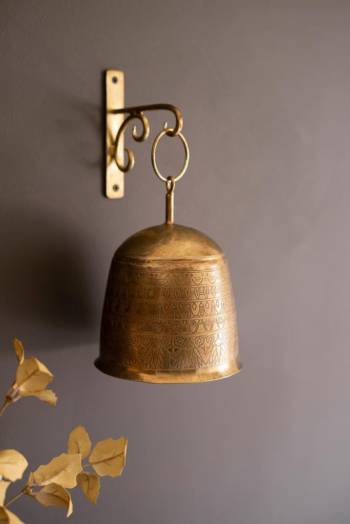 Antique Brass Bell and Wall Bracket - image 2