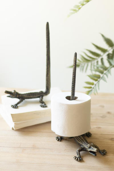 Cast Iron Crocodile Paper Owel Holder - view 1