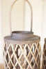 Set of 4 Grey Willow Cylinder Lanterns with Glass Inserts – image 2