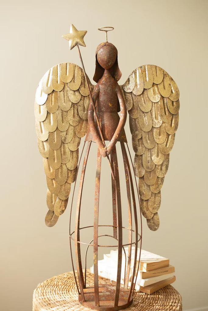 Rustic and Gold Painted Christmas Angel – image 6