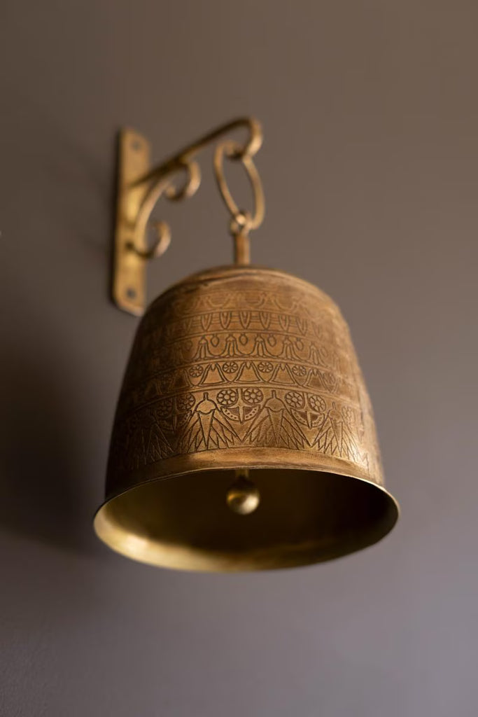 Antique Brass Bell and Wall Bracket - image 3