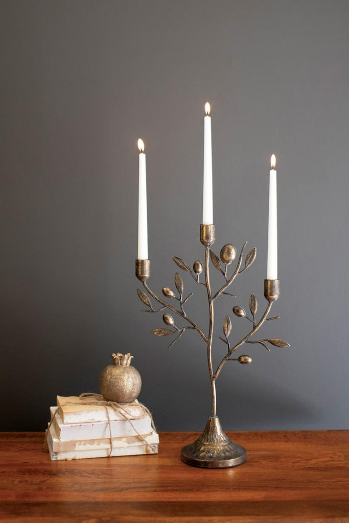 Antique Brass Fruit Tree Taper Candelabra - image 3