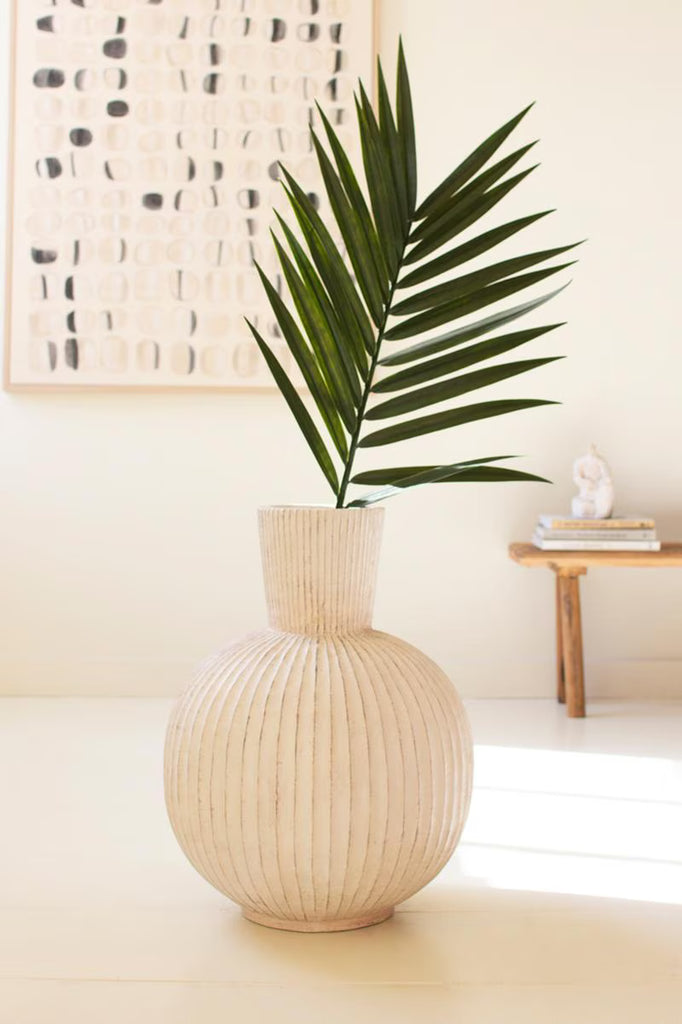 Tall Stone Composite Fluted Bulb Vase – image 5